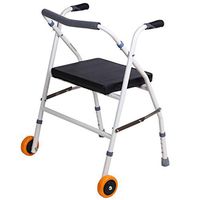 Jonigo Elderly Walker with Seat Wheeled Old Man Four-Legged Cane Stool Auxiliary Walker Hand Push Foldable