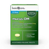 Basic Care Mucus DM, Guaifenesin and Dextromethorphan Hydrobromide Extended-Release Tablets, 600 mg/30 mg, 40 Count