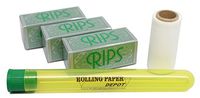 Bundle - 4 Items - RIPS Green Slim Size Rolling Paper Rolls 3 Pack with RPD KewlTube