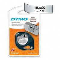 DYMO LetraTag Metallic Label Tape Cassette, 1/2in x13ft, Silver