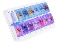 Pill Organizer 7 Day Am Pm 2 Times A Day, Weekly Pill Box with Easy Push Button, Large Pill Case to Hold Vitamin, Supplements and Medicine（ Blue & Purple）
