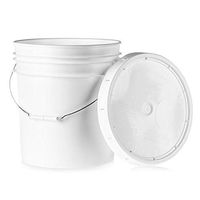 5 Gallon White Plastic Bucket & Lid - Durable 90 Mil All Purpose Pail - Food Grade - Contains No BPA Plastic - Recyclable - 1 Pack