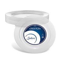SPHERE PARTY PLATES/LUNCHEON PLATES | 9 Inch Plastic Plates for Dinner/Lunch Etc.| Round Clear Everyday Plate, 20 Pack | Elegant & Sturdy Heavy Duty Disposable Plates for all Holidays & Occasions