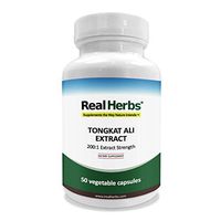 Real Herbs Tongkat Ali Extract 400mg - 200 to 1 Extract Strength - Natural Testosterone Booster - Also Known As Longjack or Eurycoma Longifolia - 50 Vegetarian Capsules of Root Powder - Gluten Free