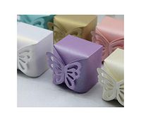 50 Pcs Pearl Paper Gift Box Wedding Candy Boxes Dragees Packaging Party Favors Present Box Cardboard Chocolate Sweet,White,6X6X6 cm