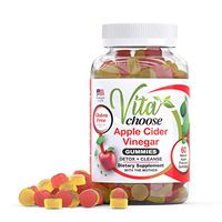 Vita Choose Apple Cider Vinegar Gummies - 500mg Gummy Supplement with Mother Enzyme & Ginger - Apple Flavored, Gluten Free, Pure Organic Apple Cider Gummy Supplement for Detox & Weight Loss - 60 Count