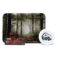 RAW Smokey Forest Trees Rolling Tray Mini with RAW Black Papers