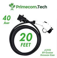 PRIMECOM 20 Feet EV Charging Cable Extension Cord for Tesla 40A J1772 EV Charger Extension Cable 20ft (40Amp)