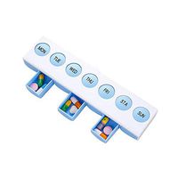 7 Day Weekly Pill Box Pop Up Organiser Dispenser with 7 Large Compartments BPA Free for Vitamins Fish Oils Supplements Medication