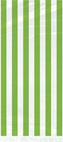 Lime Green Striped Cellophane Bags, 20ct