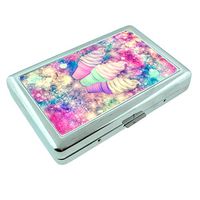 Galaxy Cones Em1 Hip Silver Cigarette Case Id Holder Metal Wallet 4" X 2.75" RFID Protection