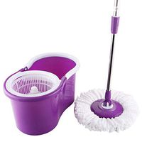 Every home should have Easy Clean Floor Mop Bucket 2 Heads Microfiber Spin Rotating Head Purple 360°