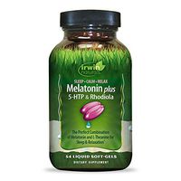 Irwin Naturals Melatonin Plus 5-HTP & Rhodiola Fast-Acting Restful Sleep Aid - Calming, Relaxing Herbs with L-Theanine, Lemon Balm & Ashwagandha - Deep Sleep, Wake Refreshed - 54 Liquid Softgels