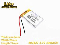 3.7V 300mAh 802327 Lithium Polymer Ion Rechargeable Battery Lithium Polymer Li-Po Battery for MP4 GPS MP3 Bluetooth Stereo DIY Gift