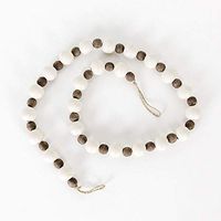 36" X 1" Wood Bead Garland (Varied) White/Brown – 65073