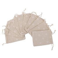 Yalulu 9 * 12cm 20 Pack Mini Natural Daisy Jute Burlap Gift Bag with Nylon Drawstring for Arts & Crafts Projects, Gift Packaging, Presents, Snacks & Jewelry
