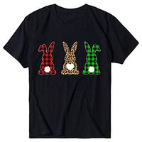 Short Sleeve Tee Blouse for Women,Amiley Womens Three Plaid and Leopard Rabbit Print Short Sleeve O-Neck Blouses Tops T Shirts (Small, Black)