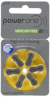 PowerOne Size 10 Hearing Aid Zinc Air Battery - 6-Batteries - Mercury-Free (PR70)