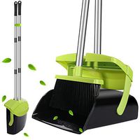 Broom and Dustpan Set, Super Long Handle Lobby Broom, Self-Cleaning with Dust Pan Teeth, Ideal for Home