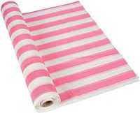 White and Pink Striped Plastic Tablecloth Rolls (40" x 100 ft. per Roll) (4 Rolls)