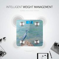 LYAOE Bluetooth Body Fat Scale Grey Heron Bird Azure Blue Sea Smart Wireless Scale with LCD Display Measuring Body Weight Bmi and Health Digital Scale