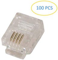 Corpco 100PACK Telephone Plug 6P4C RJ11 Modular Plug Crimp On Connector