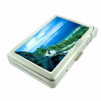 Metal Cigarette Case with Built In Lighter Ocean Views Design-002