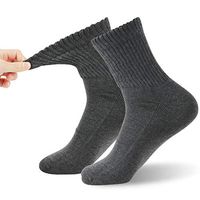 Thick Diabetic Socks, FOOTPLUS Men Women Full Cushioned Anti Blister Circulatory Socks for Elders, Non Binding Top Warm Socks for Flight Travel, 2 Pairs Dark Grey Quarter, XX- Large