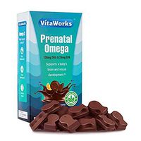 VitaWorks Prenatal Omega 3 Sugar Free Chocolate Vitamin Chew – GMO-Free & Gluten Free – Great Tasting Milk Chocolate Flavored Treat w/ 126mg DHA & 24mg EPA – Prenatal Dietary Supplement 30 Doses