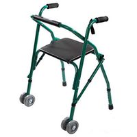 TYJ-USA Elderly Walker Rehabilitation Cane Stool with Sitting Walker Four-Legged Folding Hand Push Scooter Aluminum Alloy Two-Wheel Multifunction (Color : Black, Size : 8366cm)