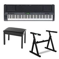 Yamaha CP300 88-Key Graded-Hammer Stage Piano Bundle with Heavy Duty Z-Style Piano Stand and Black Padded Piano Bench