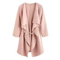 Ros1ock Women Solid Color Blazer Elegant Waterfall Collar Coats Casual Jacket Outerwear Pink