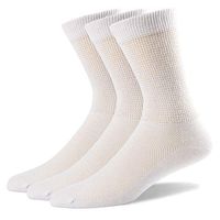 Well Knitting Men's Non-Binding Diabetic Ultra Loose Welt Soft and Comfort Coolmax Crew Thin Socks (3 White, L(10-13))