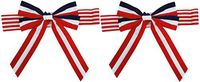 Set of 2 Patriotic Chair Bows! 2 Assorted Patterns - Red, White and Blue Color Scheme - 17.5" Bows - Bows That Wrap Around Chairs Perfect for Parties, BBQ's, 4th of July, and Picnic Decorations!