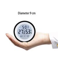 MSNDD Household Thermometer Hygrometer Meter Alarm Weather Station Clock Wall Touch Key C/F White Diameter 9 cm Display Time
