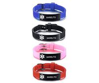 VNOX 4 Color Pack-XARELTO Medical Alert ID Silicone Rubber Stainless Steel Adjustable Bracelet for Adult Child