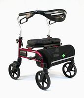 Evolution Trillium Lightweight Medical Walker Rollator with Seat, Large Wheels, Brakes, Backrest, Basket for Seniors Indoor Outdoor use (Shiraz Red, Mini)