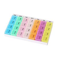 FIN86 Fashion Rainbow Color 7 Day Pill Box Medicine Tablet Dispenser Organizer Weekly Storage Case Utensil for AM PM