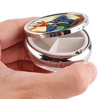 DISNEY COLLECTION Pill Box 3 Compartment Character Disney Donald Duck Round Metal Silver Button Medicine Organizer Box Convenient Jewelry Box Vitamin Fish Oil Supplement Gift