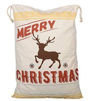Large Christmas Bags Santa Sacks ~ Eco Friendly Reusable Cotton Designs - XL 27" x 19" Gift Sack Storage Size - Drawstring Closure Choose Your Design by Jolly Jon ® (Brown Reindeer)