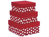 Nested Gift Boxes Tower, Set/3, Red Polka Dot