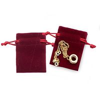 Linen and Bags 3" x 4" Rose Red Velvet Bags Double Drawstring for Jewelry, Dice, Gifts, Multipurpose 25 Bag Pack