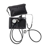 MABIS MatchMates Aneroid Sphygmomanometer and Dual Head Stethoscope Combination Home Blood Pressure Kit with Calibrated Nylon Cuff, Professional Quality, Carrying Case, Black