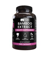 Natural Source Bamboo Extract, 365 Capsules, 6 Month Supply, No Stearate or Rice Fillers, 70% Silica, Gluten-Free, Non-GMO, Made in The US, Undiluted & Potent Bamboo Extract with No Additives
