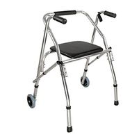 Healthcare Elderly Walker Folding Aluminum Alloy Belt Wheeled Walker