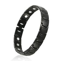 ANNSAN Mens Womens Titanium Magnetic Therapy Bracelet with Magnets Germanium, Healing Magnets Bracelet with Free Link Removal Tool (Black)