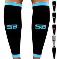 SB SOX Compression Calf Sleeves (20-30mmHg) for Men & Women - Perfect Option to Our Compression Socks - for Running, Shin Splint, Medical, Travel, Nursing, Cycling, and Leg Pain (Black/Blue, Large)