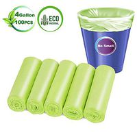 Small Trash Bags 4 Gallon Biodegradable Garbage Bags Compostable Kitchen Trash Bags Recycling Degradabl Rubbish Wastebasket Bins Liners Bags for Kitchen Bathroom Office Cat Litter(100 Counts/Green)