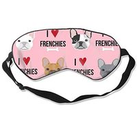 Adjustable Strap Silk Eye Mask, for Adult Kids Teens Comfortable Soft Sleep Mask, Sleeping Travel Shift Work Naps Night Eyeshade Blindfold, I Love French Bulldogs Eye Cover