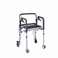 Cooralledtooere Folding Indoor 4 Wheel Rollator, Assistive Walking Device, 4 Wheeled Walker, for Elderly, Lightweight Support Aid，Walking Frame